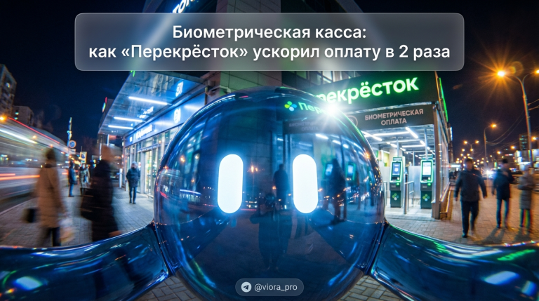 Терминал с биометрической оплатой в магазине Перекрёсток