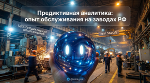 Инженер с планшетом проверяет данные предиктивной аналитики оборудования на российском заводе