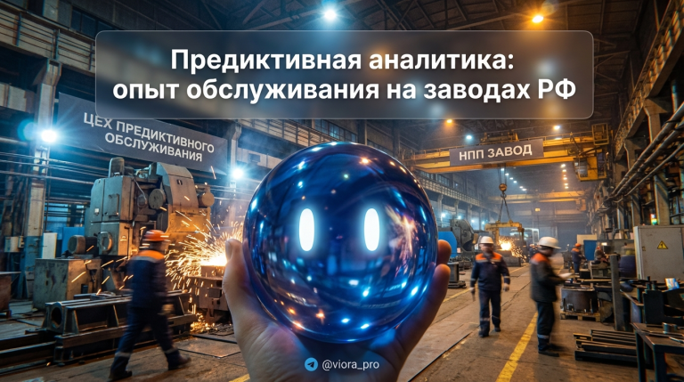 Инженер с планшетом проверяет данные предиктивной аналитики оборудования на российском заводе