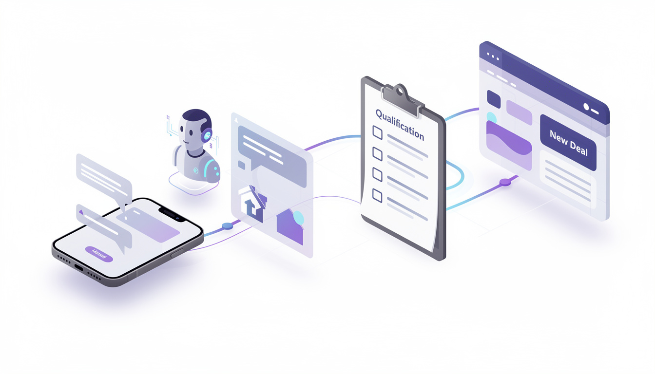 Схема работы ИИ-риелтора — от входящей заявки через квалификацию до сделки в CRM