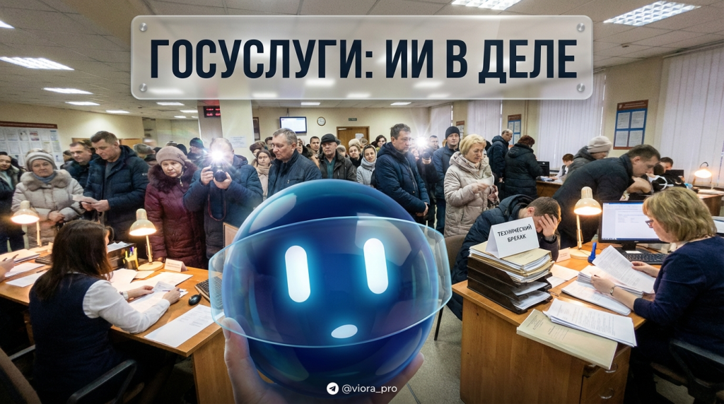 Иллюстрация работы ИИ чат-бота в сфере госуслуг, показывающая реальные кейсы и ограничения технологии