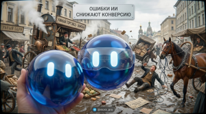 Иллюстрация падения конверсии из-за ошибок при внедрении ИИ-чат-бота