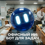 Иллюстрация корпоративного ИИ-бота для сотрудников, помогающего с текстом и задачами