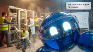 Инфографика дорожной карты внедрения искусственного интеллекта в бизнес-процессы на 12-24 месяца