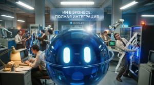 Схема интеграции искусственного интеллекта и нейросетей в бизнес-процессы через системы CRM, ERP и BI