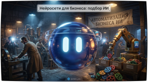 Иллюстрация использования нейросетей для бизнеса и автоматизации выбора искусственного интеллекта под конкретные задачи