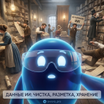 Схема 3 этапов управления данными для ИИ: чистка, разметка и хранение